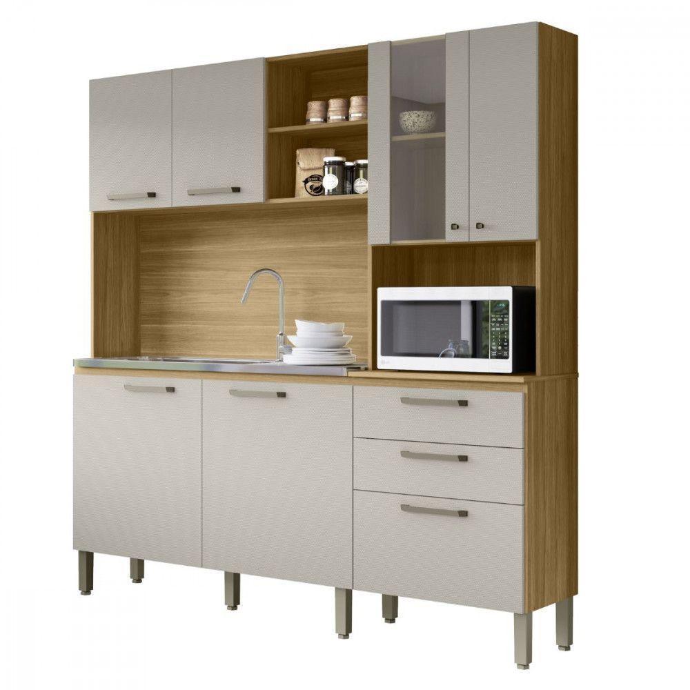Cozinha Compacta Kits Paraná 7 Portas 3 Gavetas Mega Freijo-soft - 3
