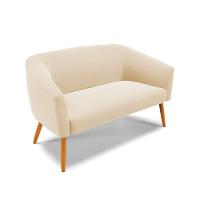 Kit 1 Namoradeira E 2 Poltronas Giratória Bege Base Madeira - 7