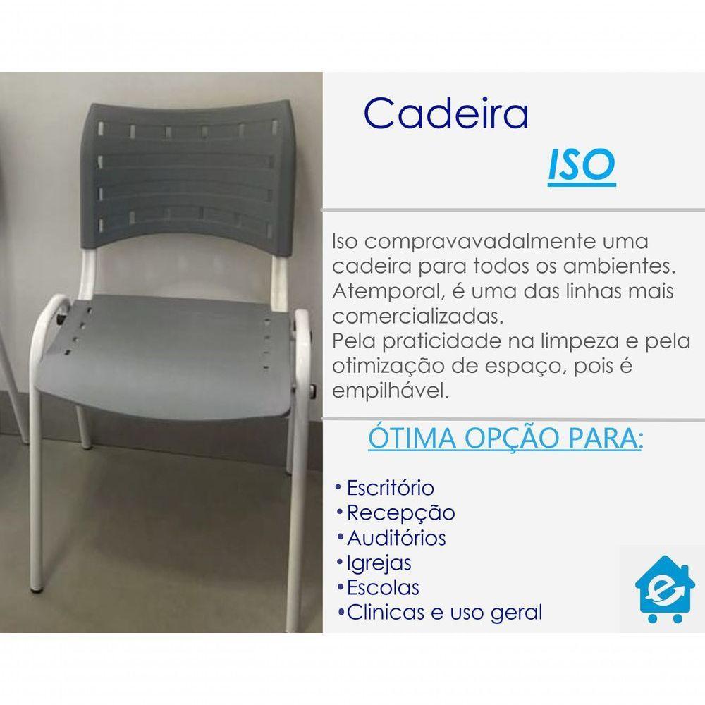 Cadeira Iso para Escola Escritório Comércio Cinza Base Branca - 4