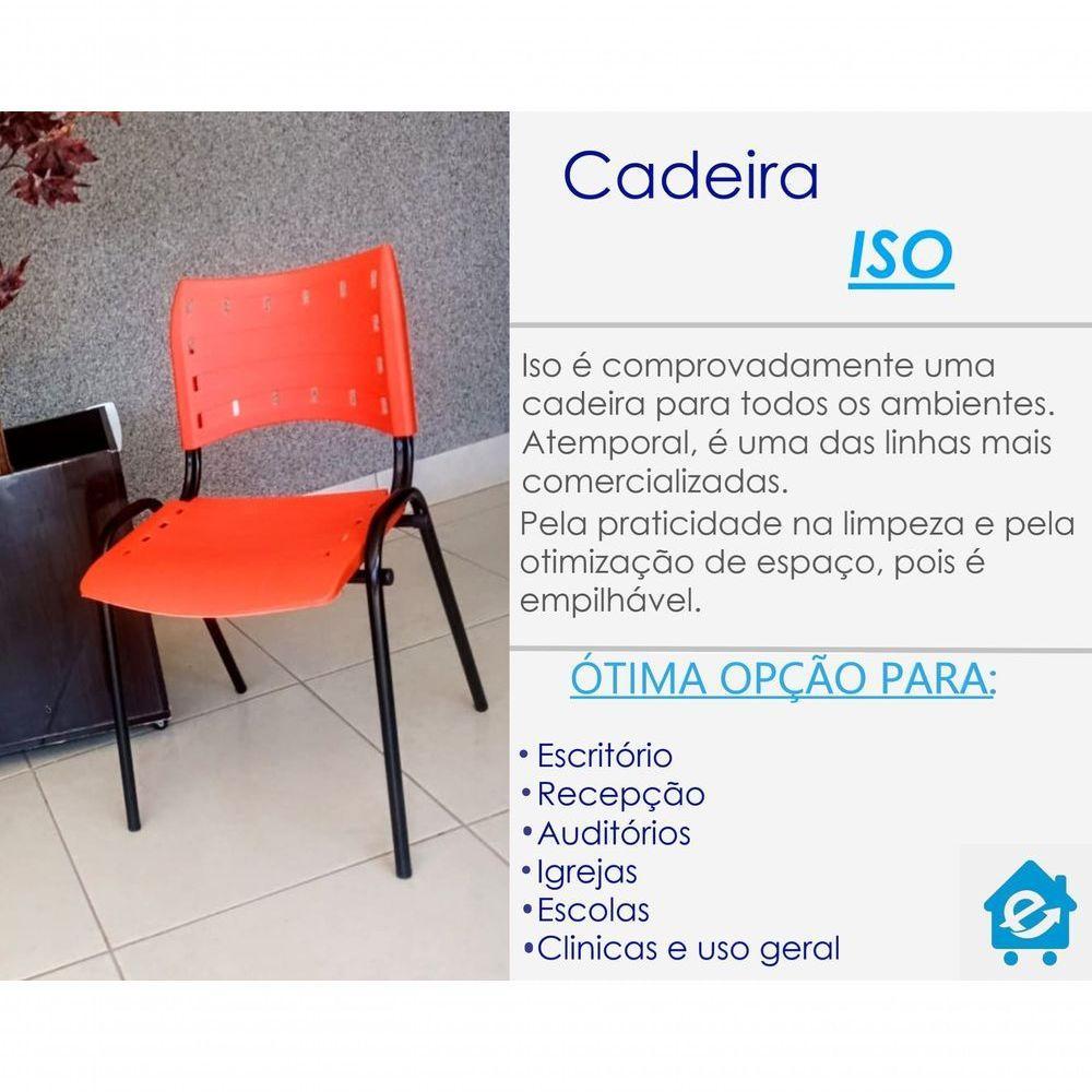 Kit 2 Cadeiras Iso para Escola Escritório Comércio Laranja Base Preta - 2