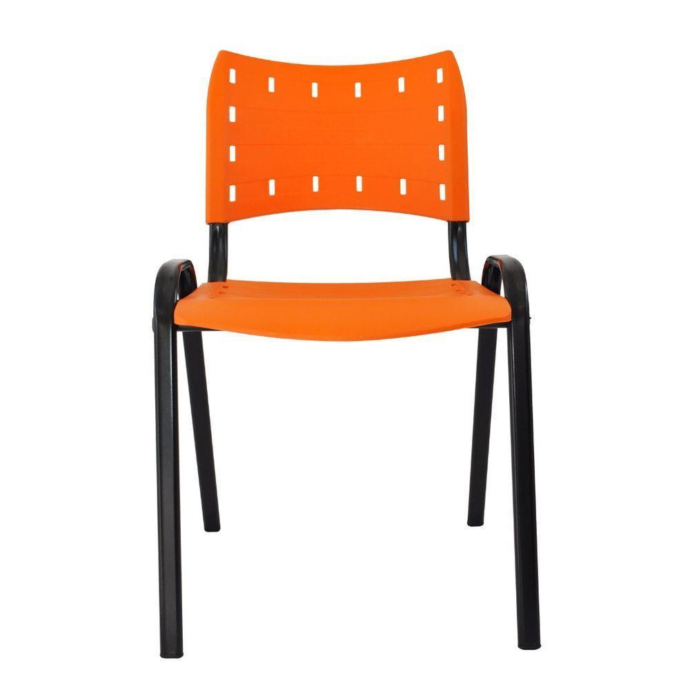 Kit 2 Cadeiras Iso para Escola Escritório Comércio Laranja Base Preta - 8
