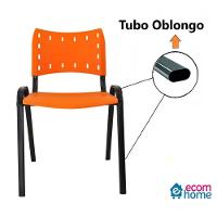 Kit 2 Cadeiras Iso para Escola Escritório Comércio Laranja Base Preta - 3