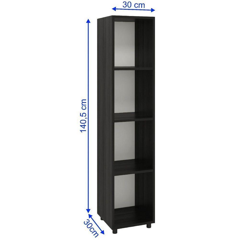 Estante Livreiro 4 Nichos Marselha - Preto - 4