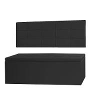 Kit Cabeceira Painel E Calçadeira Baú Queen 1,60m Roma Material Sintético Preto Sky Mobile - 1