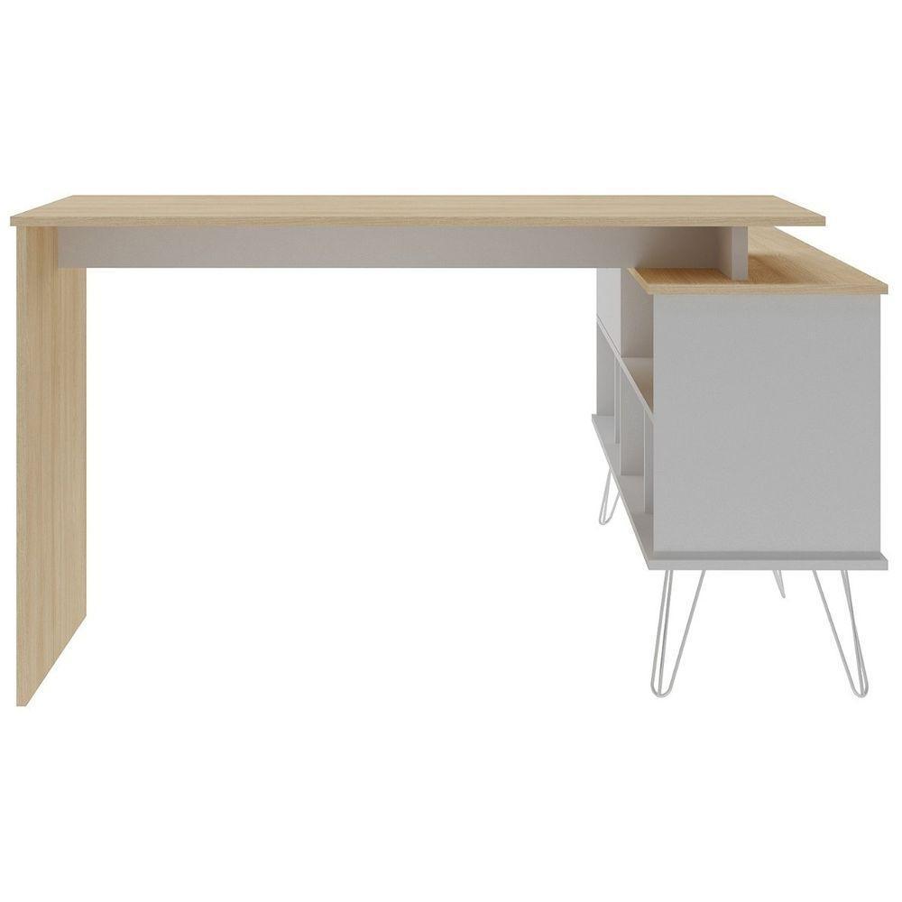 Escrivaninha Em L Mesa Office Com Nichos E Porta Dubai Carvalho-branco - 4