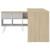 Escrivaninha Em L Mesa Office Com Nichos E Porta Dubai Carvalho-branco - 3