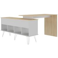 Escrivaninha Em L Mesa Office Com Nichos E Porta Dubai Carvalho-branco - 5