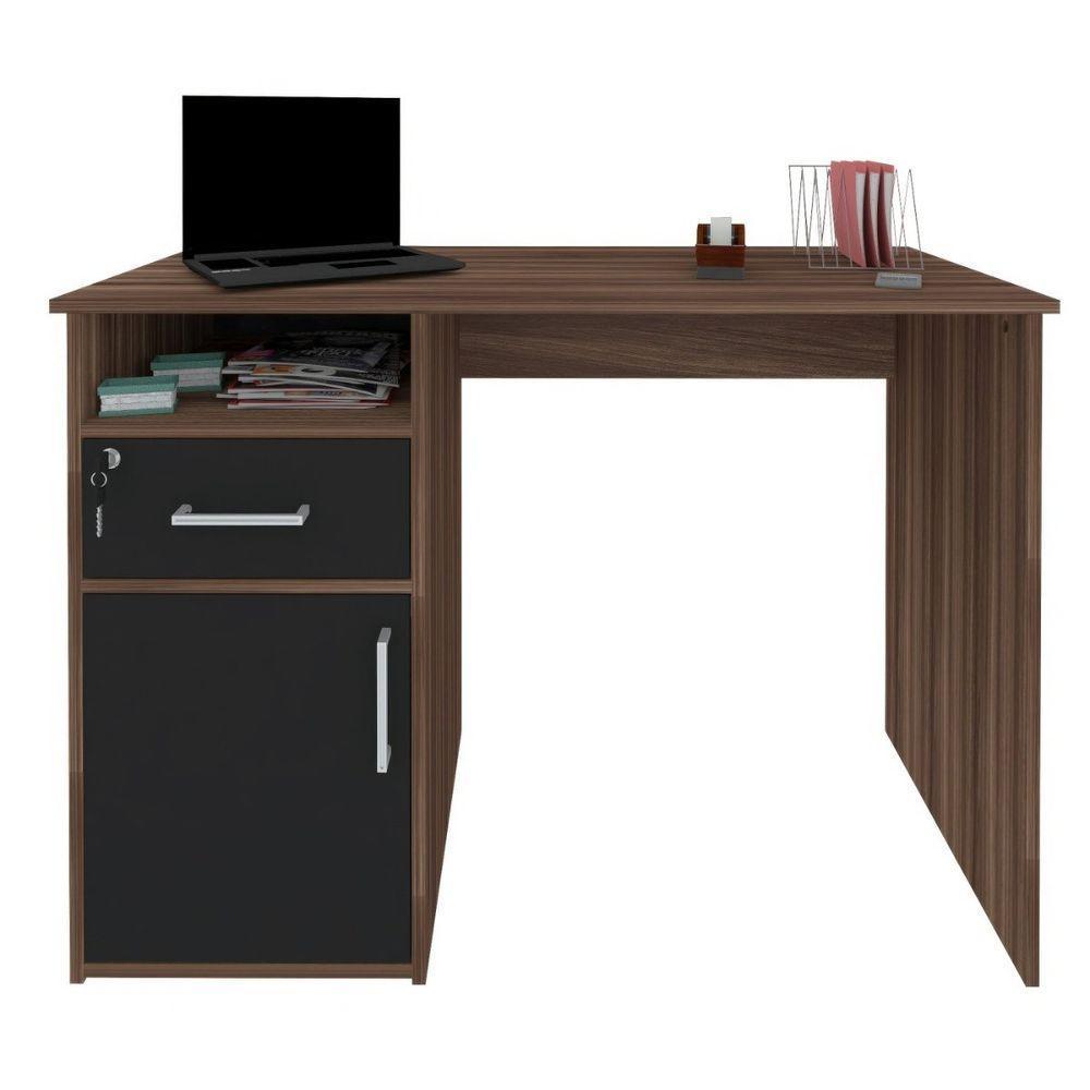Escrivaninha Mesa Office Com Gaveta E Armário Hall Ipê-preto - 2