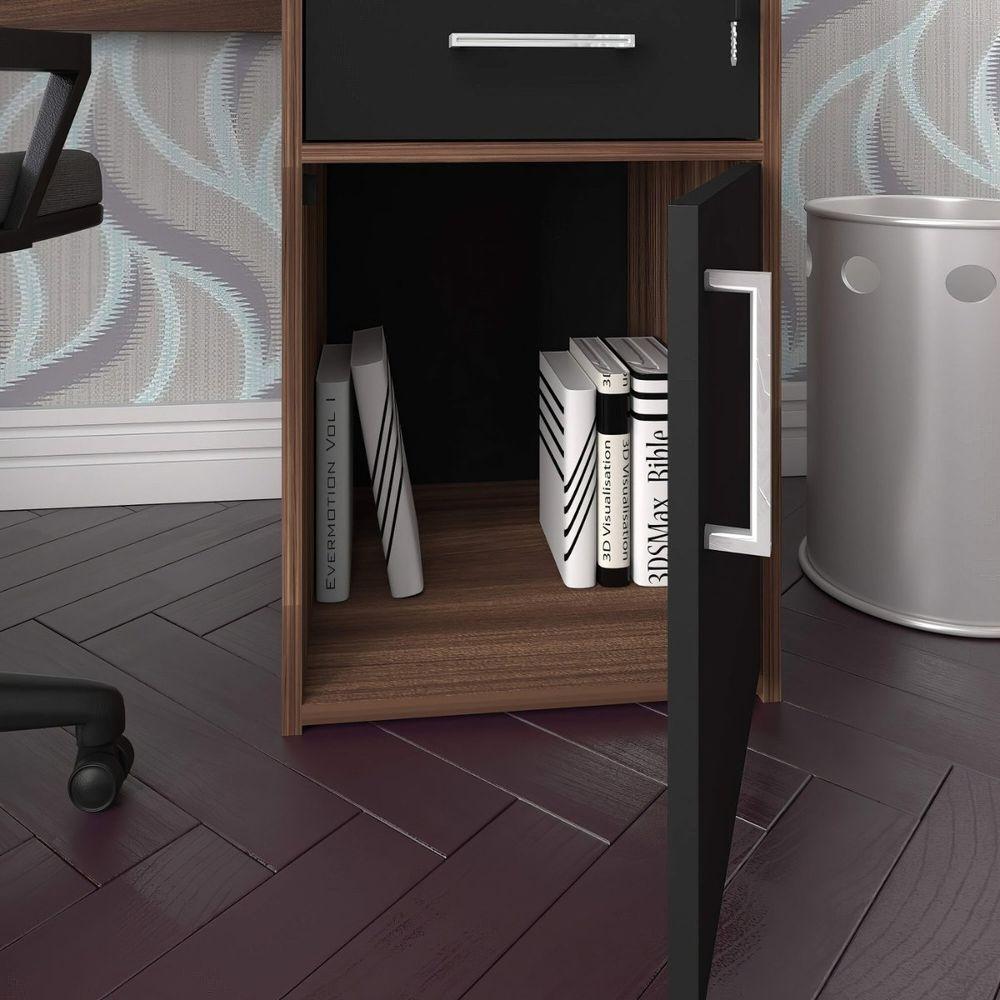 Escrivaninha Mesa Office Com Gaveta E Armário Hall Ipê-preto - 5