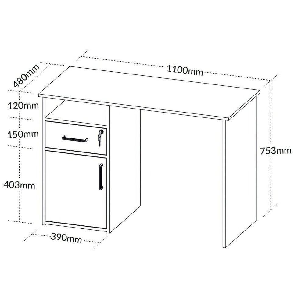 Escrivaninha Mesa Office Com Gaveta E Armário Hall Ipê-preto - 8
