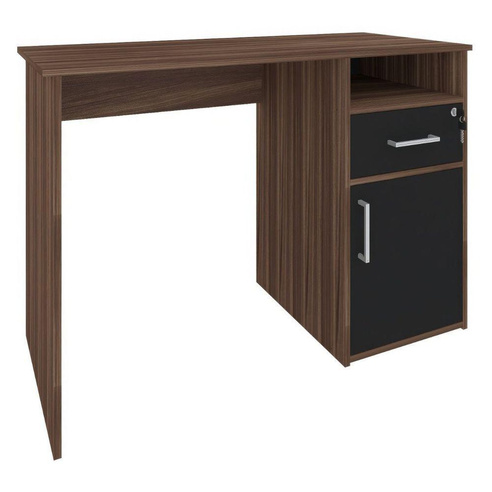 Escrivaninha Mesa Office Com Gaveta E Armário Hall Ipê-preto - 9