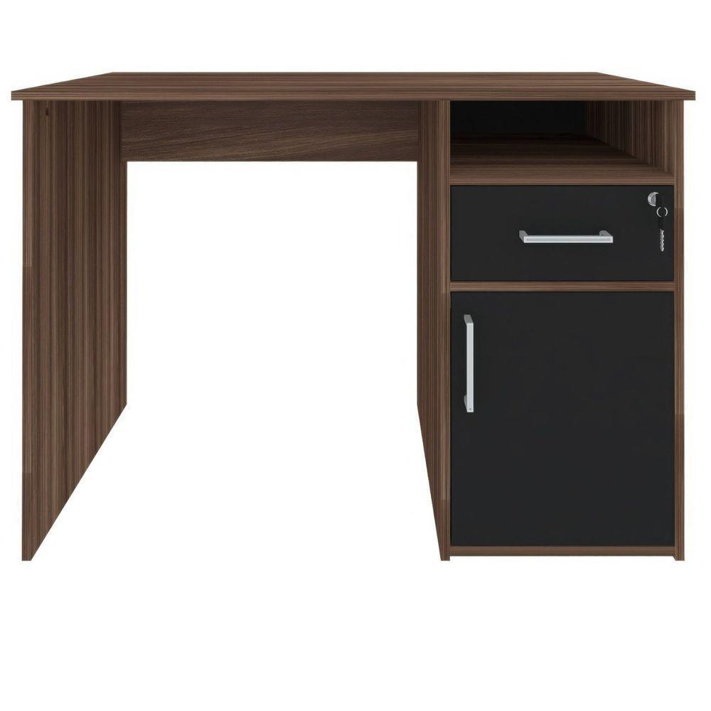 Escrivaninha Mesa Office Com Gaveta E Armário Hall Ipê-preto - 10