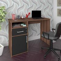 Escrivaninha Mesa Office Com Gaveta E Armário Hall Ipê-preto - 1