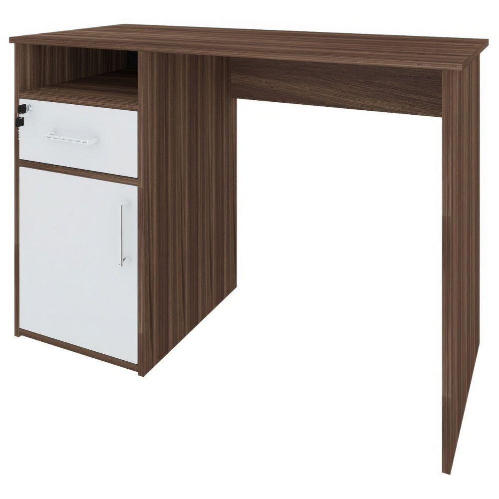 Escrivaninha Mesa Office Com Gaveta E Armário Hall Ipê-branco - 3