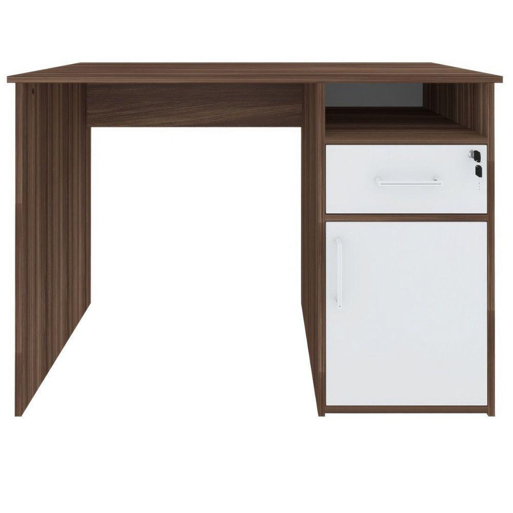Escrivaninha Mesa Office Com Gaveta E Armário Hall Ipê-branco - 5
