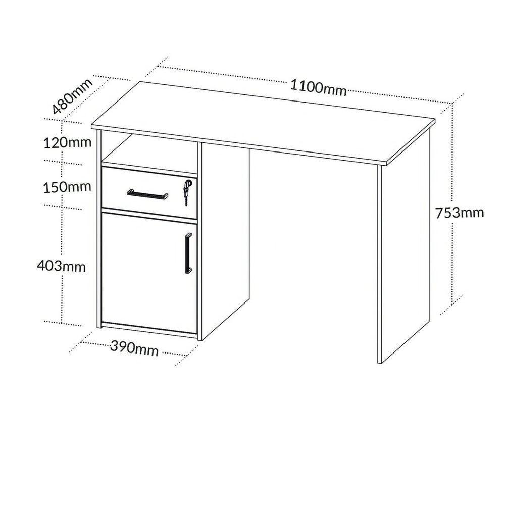 Escrivaninha Mesa Office Com Gaveta E Armário Hall Ipê-branco - 8