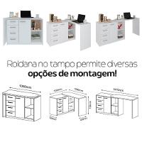 Mesa Articulada Escrivaninha Em L Logan Branco - 1