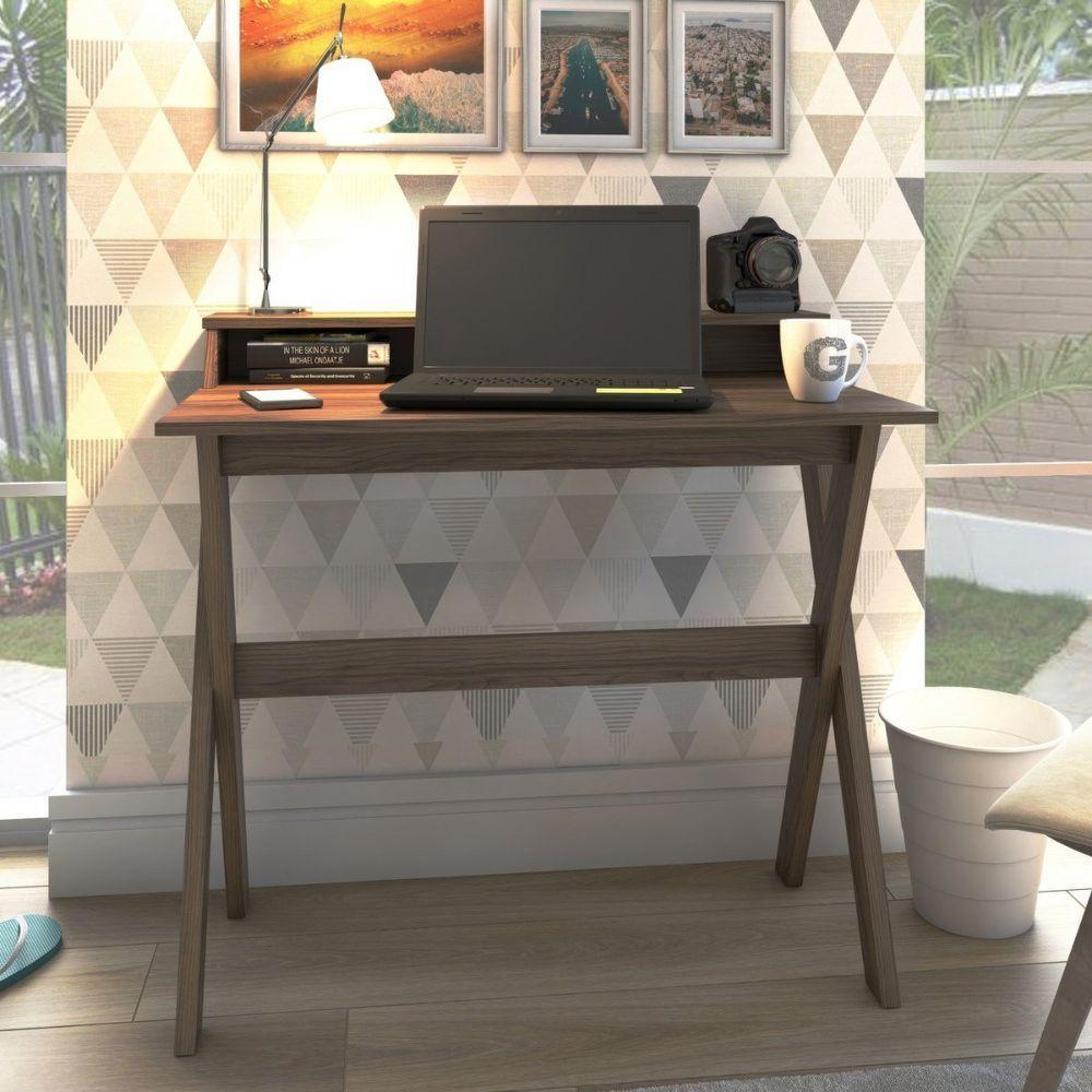 Escrivaninha Multiuso Retrô Mesa Tipo Cavalete Itália Nogal - 1