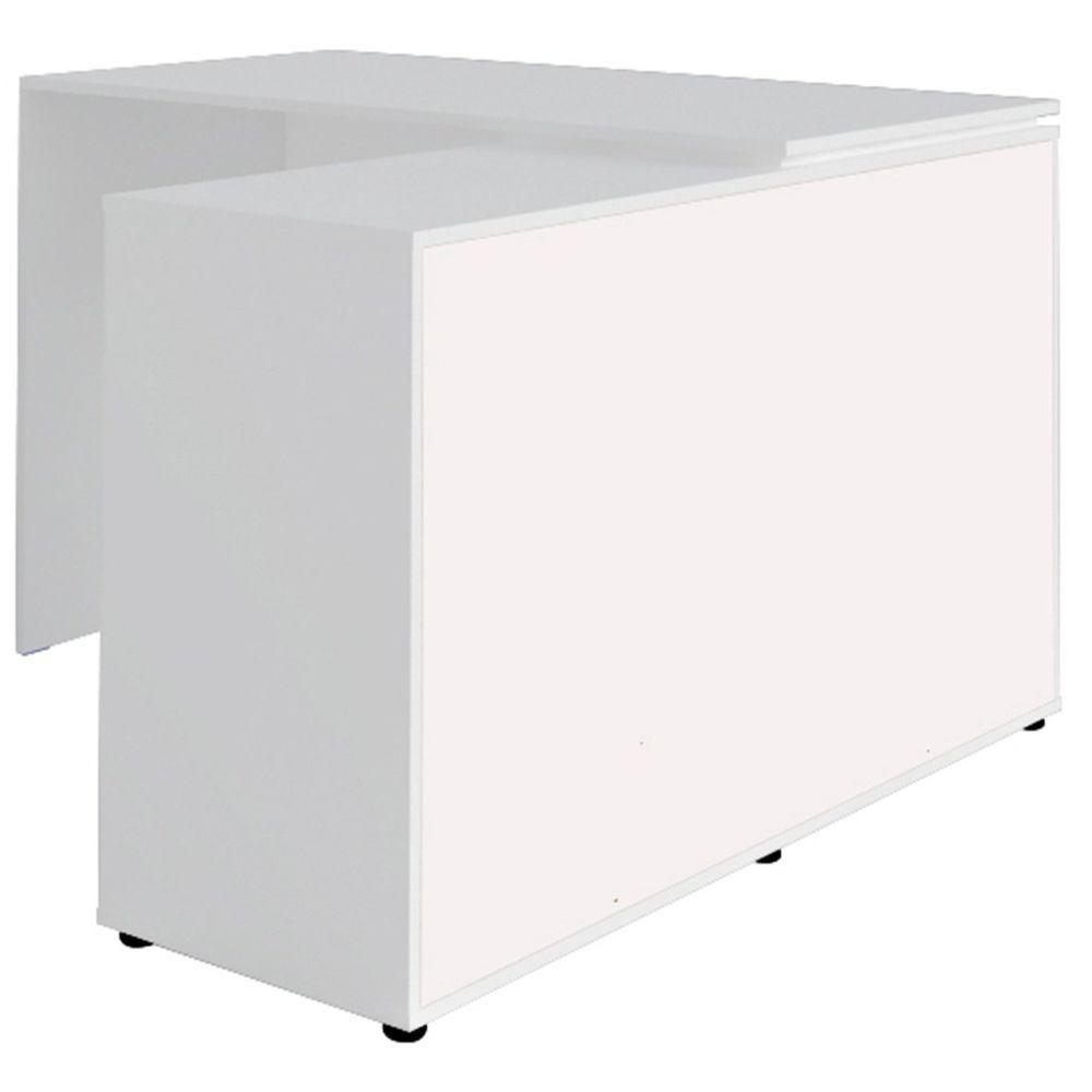 Mesa Em L Escrivaninha Com Portas E Prateleiras Mingle Branco - 4