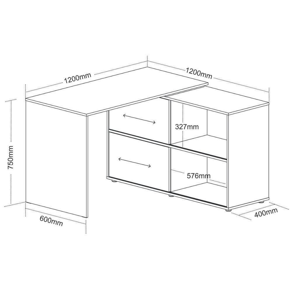 Mesa Em L Escrivaninha Com Portas E Prateleiras Mingle Branco - 7