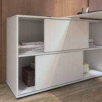 Mesa Em L Escrivaninha Com Portas E Prateleiras Mingle Branco - 2