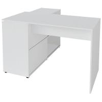 Mesa Em L Escrivaninha Com Portas E Prateleiras Mingle Branco - 6