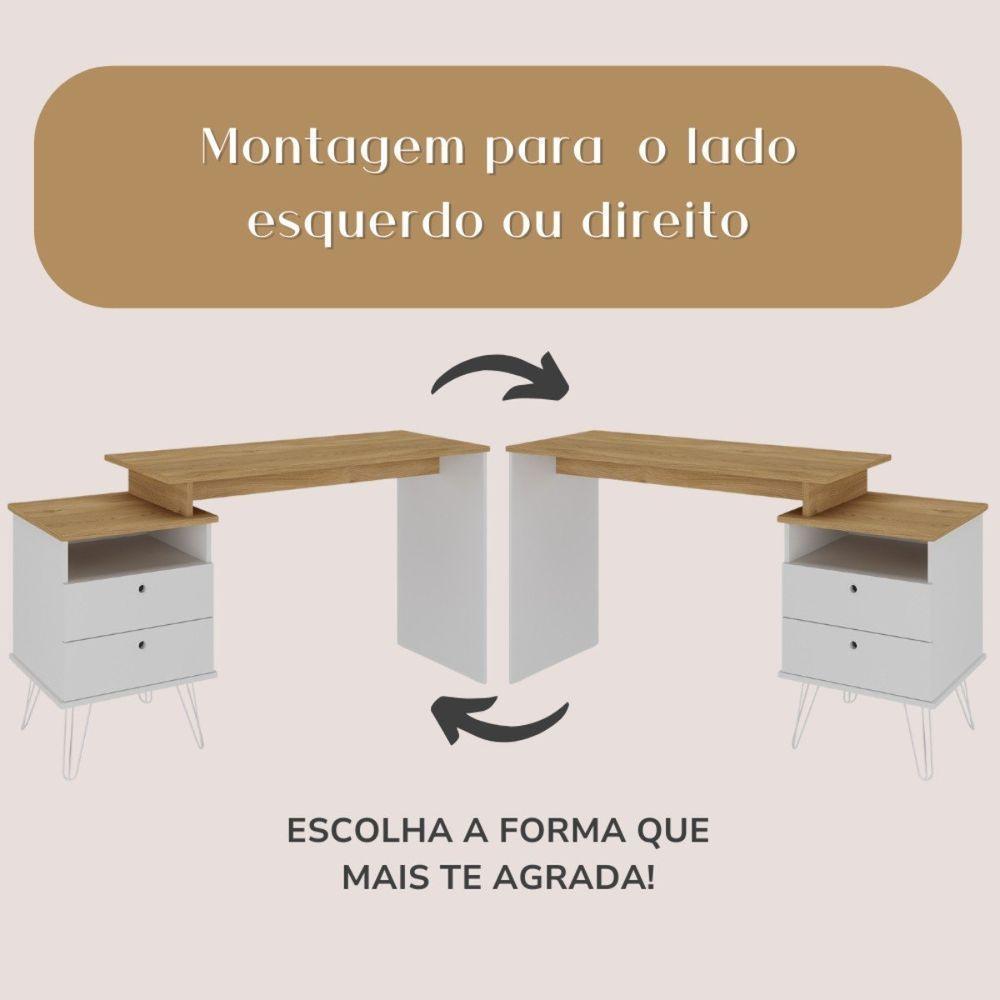 Escrivaninha Plus Home Office 2 Gavetas Olmo-branco - 7