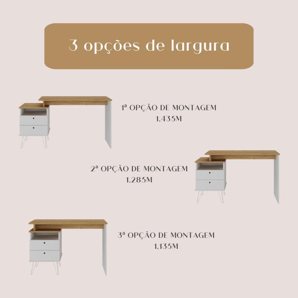 Escrivaninha Plus Home Office 2 Gavetas Olmo-branco - 8