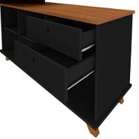 Escrivaninha Mesa Em L Escritório Com Gavetas E Nichos Gold Freijó-preto - 5