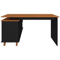 Escrivaninha Mesa Em L Escritório Com Gavetas E Nichos Gold Freijó-preto - 6