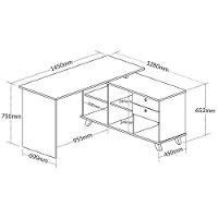 Escrivaninha Mesa Em L Escritório Com Gavetas E Nichos Gold Freijó-preto - 8