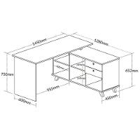 Escrivaninha Mesa Em L Escritório Com Gavetas E Nichos Gold Freijó-grafito-branco - 7