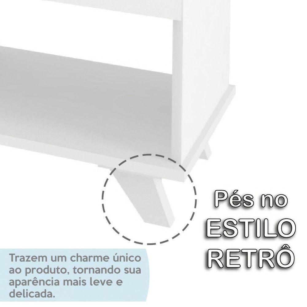 Escrivaninha Mesa Em L Escritório Com Gavetas E Nichos Gold Branco - 4