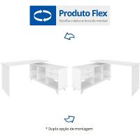 Escrivaninha Mesa Em L Escritório Com Gavetas E Nichos Gold Branco - 6