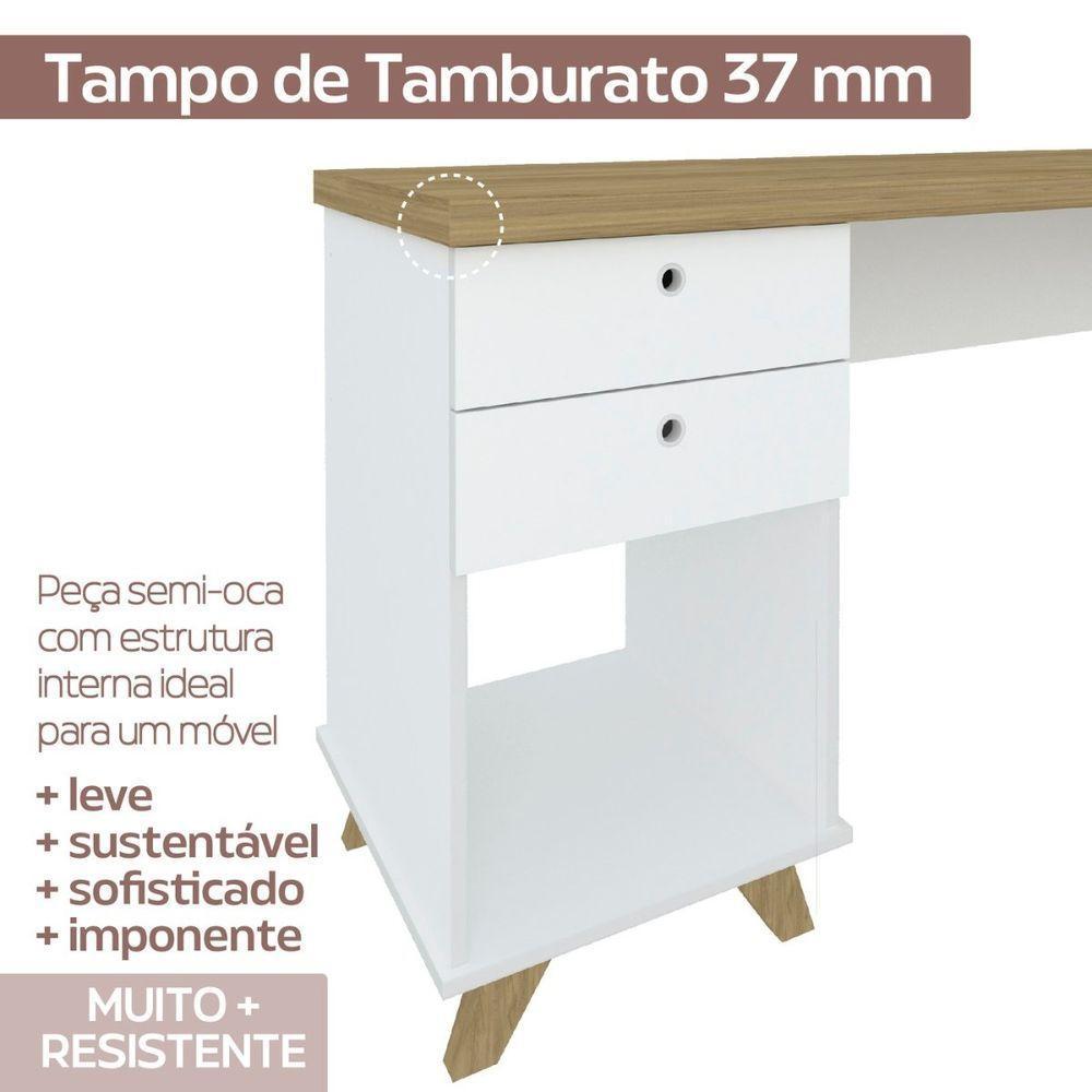 Escrivaninha De Estudos Mesa Office Com Gavetas Sky Olmo-branco - 2