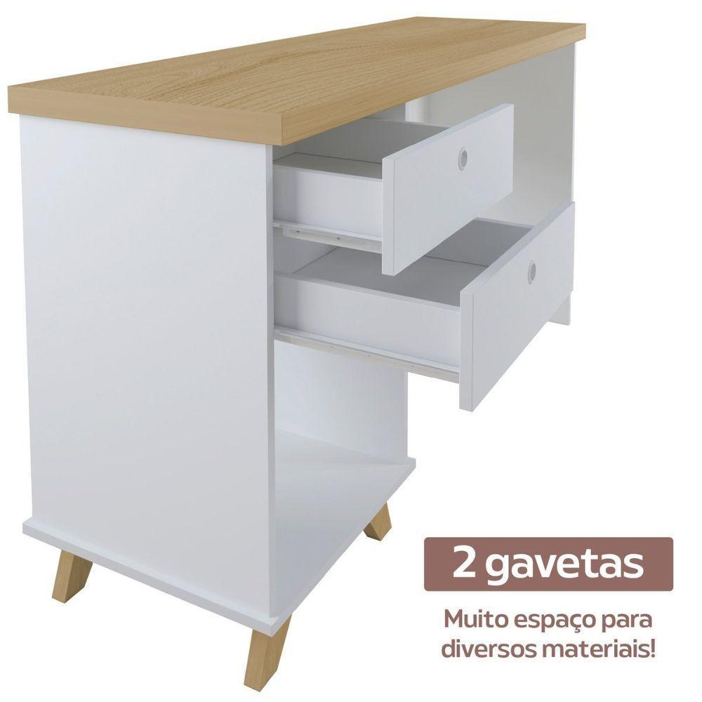 Escrivaninha De Estudos Mesa Office Com Gavetas Sky Olmo-branco - 3