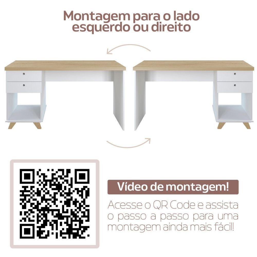 Escrivaninha De Estudos Mesa Office Com Gavetas Sky Olmo-branco - 4