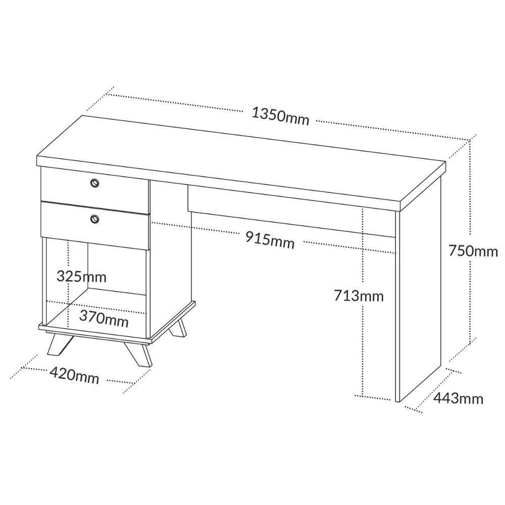 Escrivaninha De Estudos Mesa Office Com Gavetas Sky Olmo-branco - 8