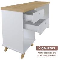 Escrivaninha De Estudos Mesa Office Com Gavetas Sky Olmo-branco - 3
