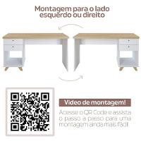 Escrivaninha De Estudos Mesa Office Com Gavetas Sky Olmo-branco