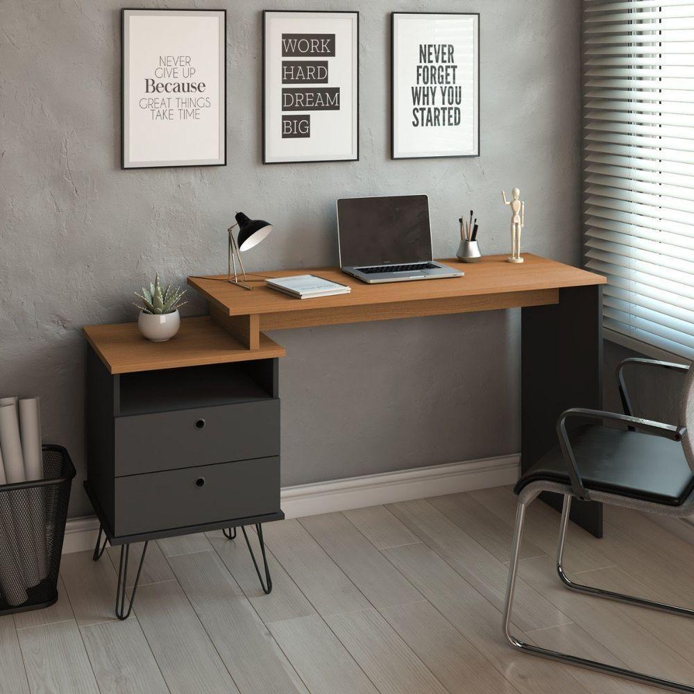 Escrivaninha Plus Home Office 2 Gavetas Freijó-preto - 1