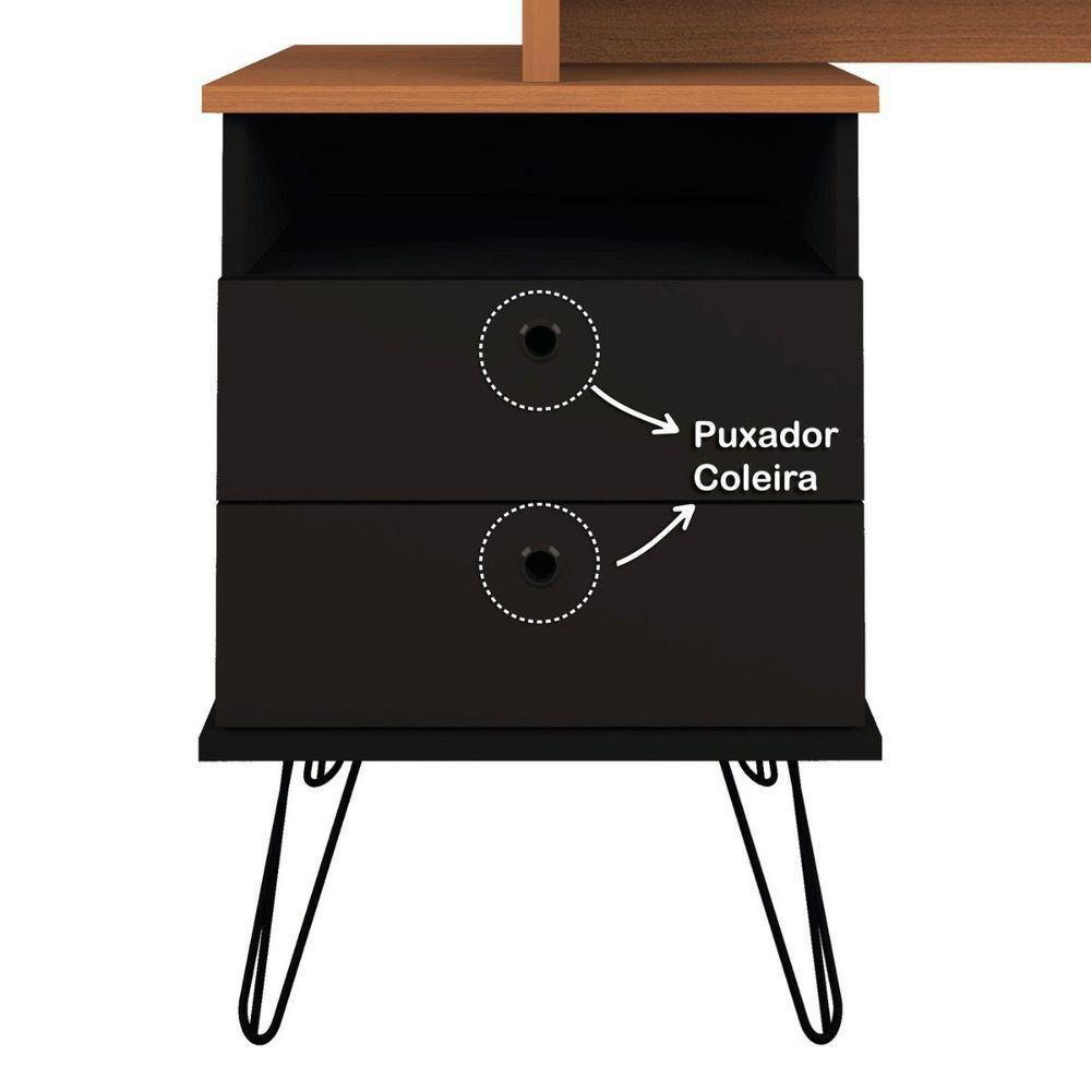 Escrivaninha Plus Home Office 2 Gavetas Freijó-preto - 6