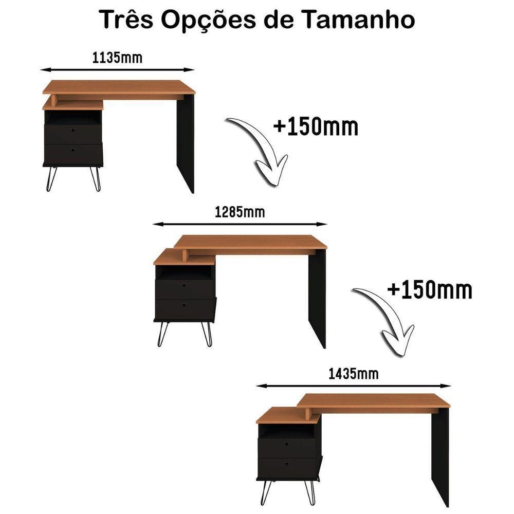 Escrivaninha Plus Home Office 2 Gavetas Freijó-preto - 10