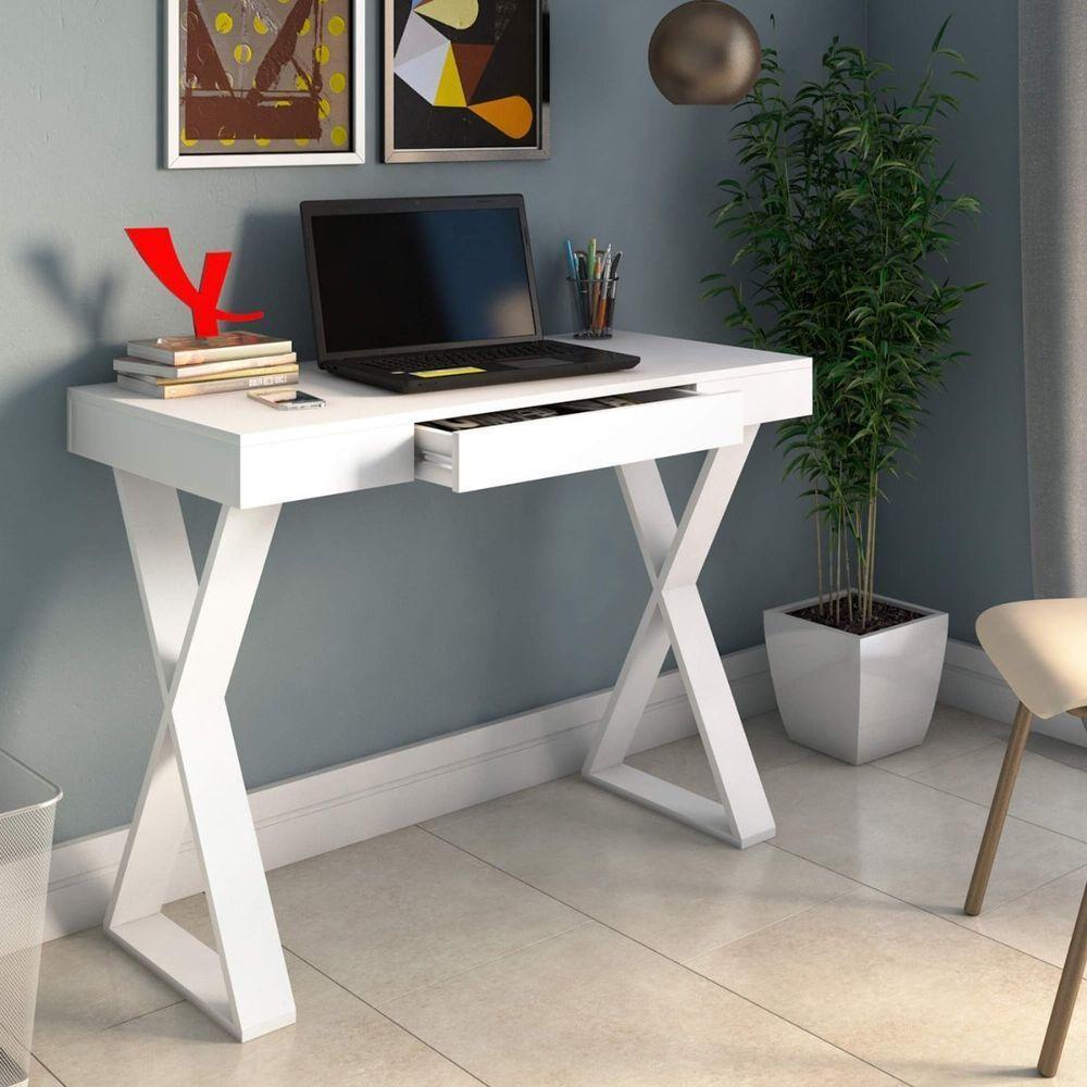 Escrivaninha Mesa De Estudos Para Notebook Veneza Ii Branco - 7