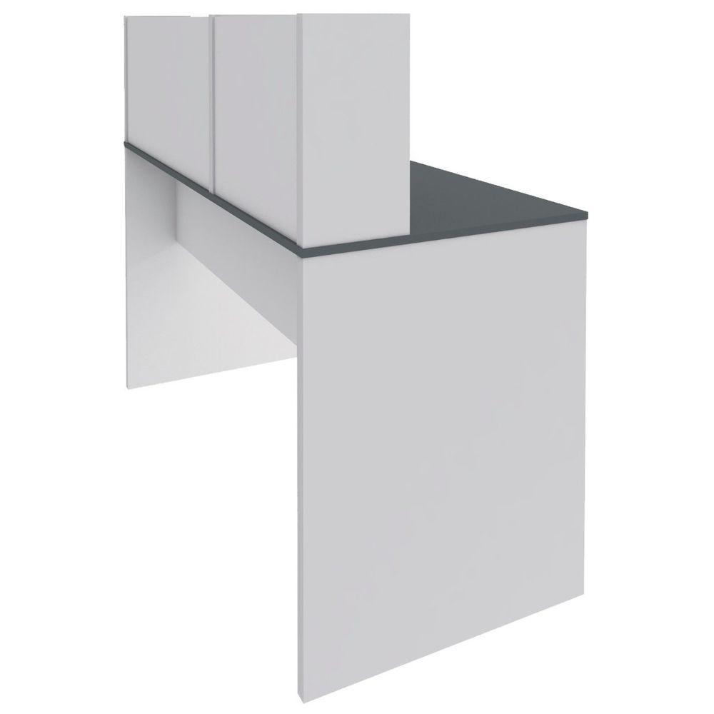 Escrivaninha France Mesa Office Com Gavetas Prateleiras E Nichos Grafito-branco - 4