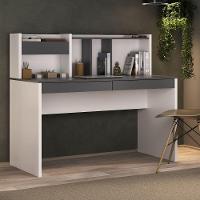 Escrivaninha France Mesa Office Com Gavetas Prateleiras E Nichos Grafito-branco - 1