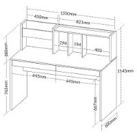 Escrivaninha France Mesa Office Com Gavetas Prateleiras E Nichos Grafito-branco - 2