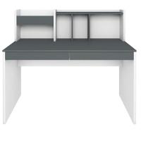 Escrivaninha France Mesa Office Com Gavetas Prateleiras E Nichos Grafito-branco - 6