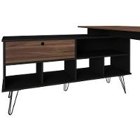 Escrivaninha Em L Mesa Office Com Nichos E Porta Dubai Preto-ipê - 2