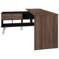 Escrivaninha Em L Mesa Office Com Nichos E Porta Dubai Preto-ipê - 7